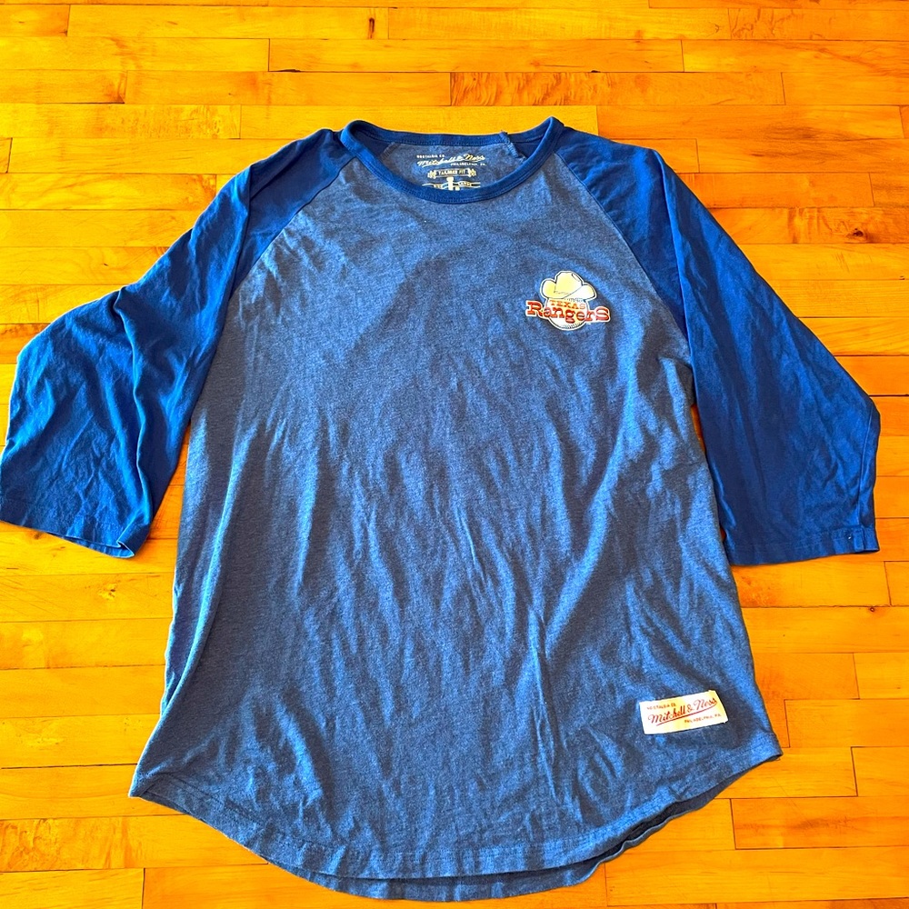 Mitchell and Ness Vintage Texas Rangers Baseball Style 3/4 Inch Sleeved Shirt